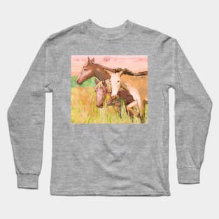 Little horses in the prairie Long Sleeve T-Shirt